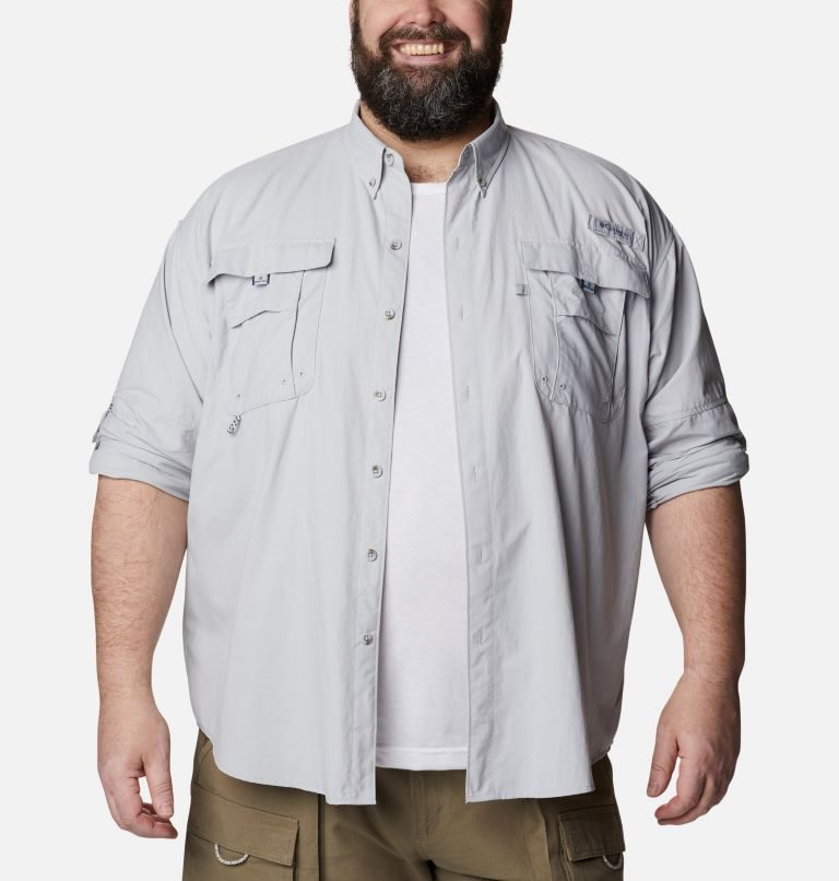 Men's Columbia PFG Bahama II Long Sleeve Shirts Light Grey | Plus Size CA-O361A